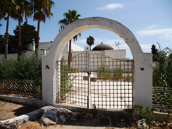Entrance of building against sky