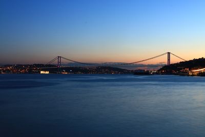 Suspension bridge at dusk