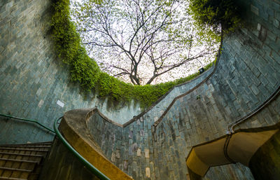 Spiral staircase of underground at fort canning park, singapore