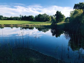 Scenic view of lake against sky