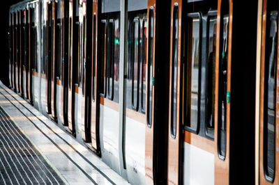 Close-up of train at railroad station