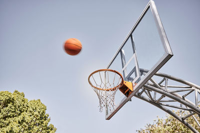 Low angle view of basketball hoop against sky