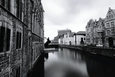 View of canal in city