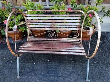 High angle view of potted plants in yard