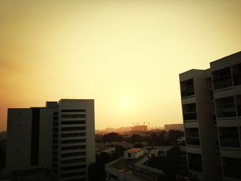 Buildings at sunset