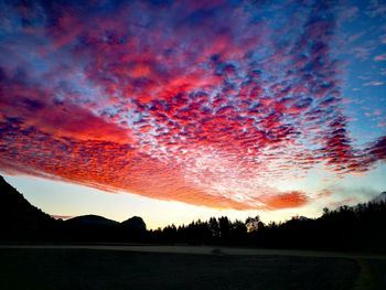 Scenic view of silhouette trees against sky during sunset
