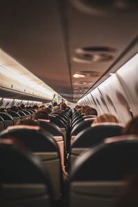 Embraer airplane cabin from behind 