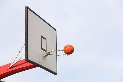 Low angle view of basketball hoop against sky