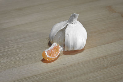 High angle view of pumpkin on table