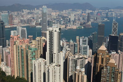 Aerial view of modern buildings in city