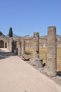 Old ruins against clear blue sky