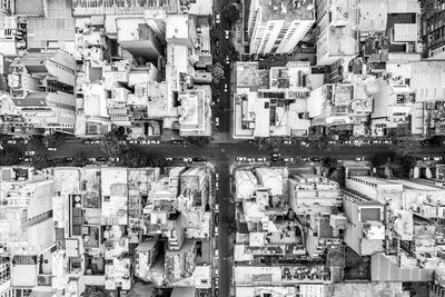 High angle view of buildings in city