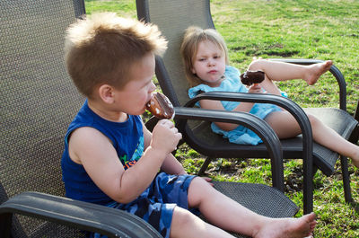 Children with attitude eating ice cream
