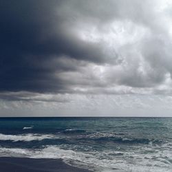 Scenic view of sea against cloudy sky