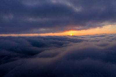 Sunrise above a sea of clouds, salzburg, austria