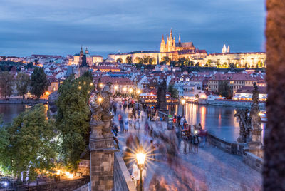 City lit up at night