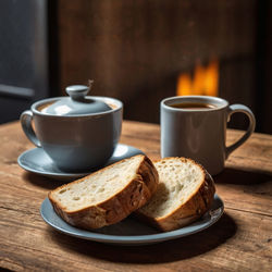 Close-up of breakfast on table