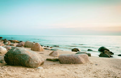 Amazing rocky beach landscape. tropical seascape concept.