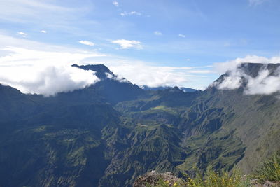 Scenic view of mountains against sky