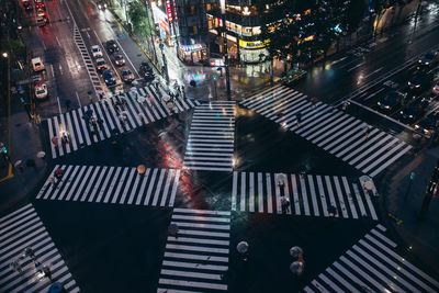 High angle view of road crossing street