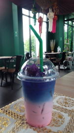 Close-up of drink in glass on table