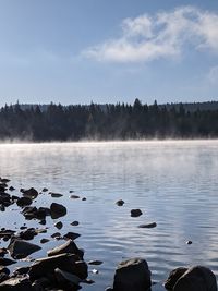 Scenic view of lake against sky