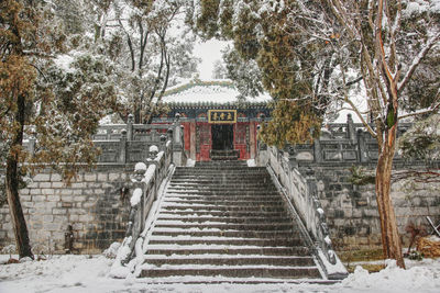 Staircase of building during winter