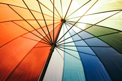 Low angle view of multi colored umbrella