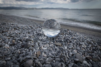 Surface level of stones on beach