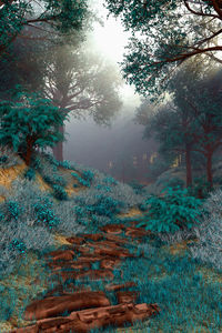 Trees growing in forest against sky