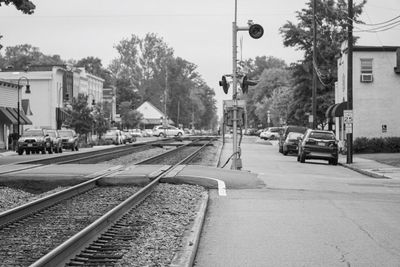 Railroad tracks in city