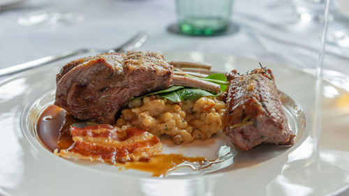 High angle view of meal served in plate