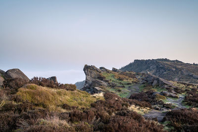 Temperature inversion at the roaches n the staffordshire, peak district national park, uk.