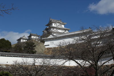 Low angle view of building against sky during winter