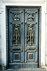 Closed door of old building