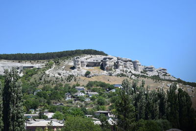 Scenic view of landscape against clear blue sky