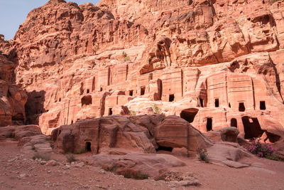 Low angle view of rock formations