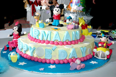 High angle view of cake on table