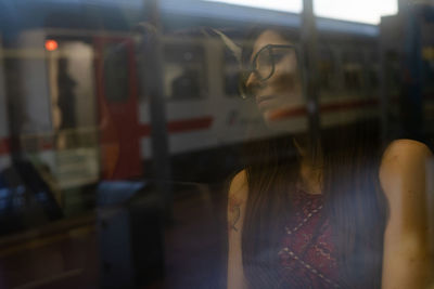 Blurred motion seen through train window