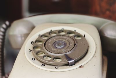 Close-up of telephone booth