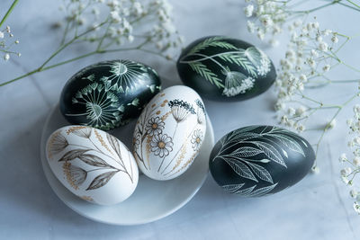 Close-up of christmas decorations on table