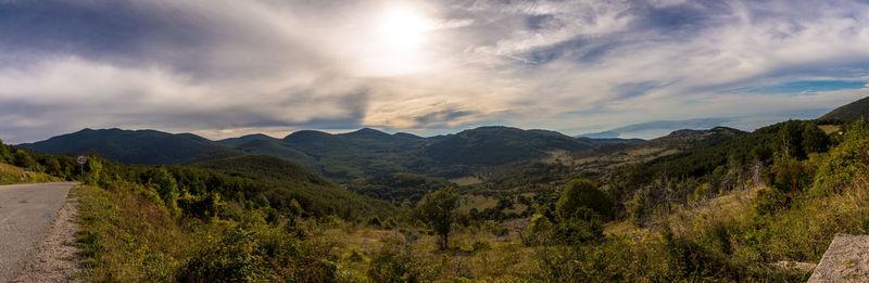 Scenic view of mountains against sky