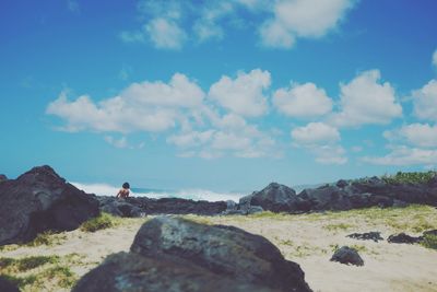 Scenic view of mountains against sky