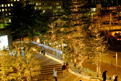 View of city street at night