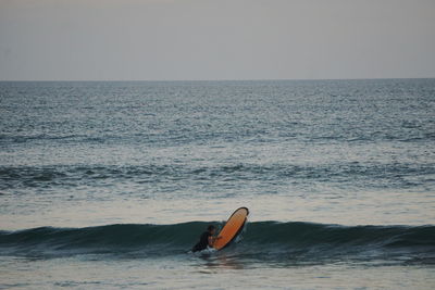 Scenic view of sea against clear sky