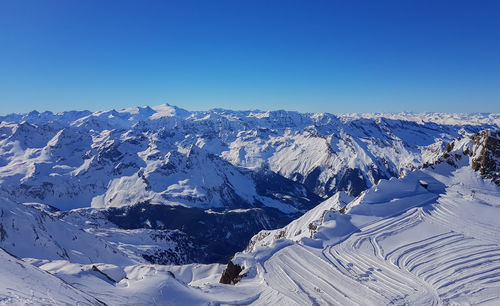 Snow-covered mountain landscape in the kaprun ski area austrian alps