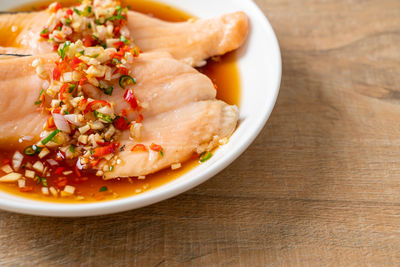 Close-up of food in bowl on table