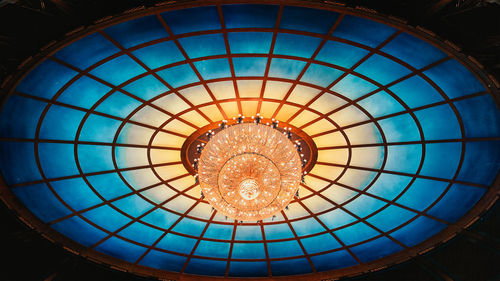 Low angle view of illuminated ceiling