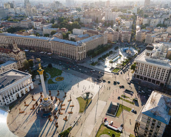 High angle view of city street