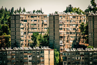 Buildings against clear sky